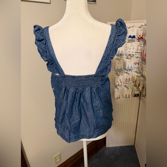 Blue Ruffled Denim Tank Top - Picture 3 of 6